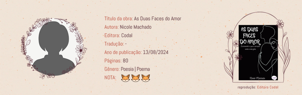 Ficha Literária do livro "As Duas Faces do Amor" por Nicola Machado