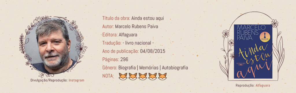 Ficha Literária do livro "Ainda estou aqui" por Marcelo Rubens Paiva